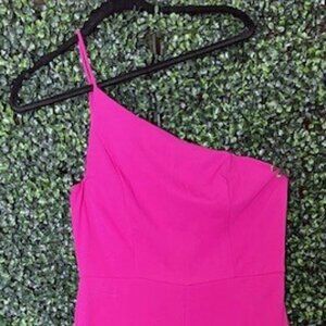 Ladies Fuschia Pink One Shoulder Jumpsuit - Flare Legs - Fabulous Fit Size XL